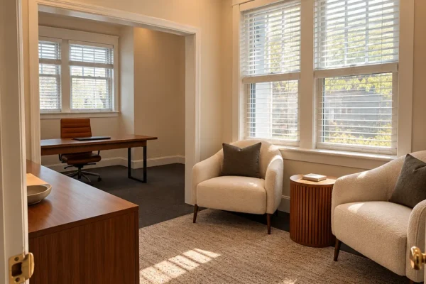 Sunlit Modern Home Office Lounge